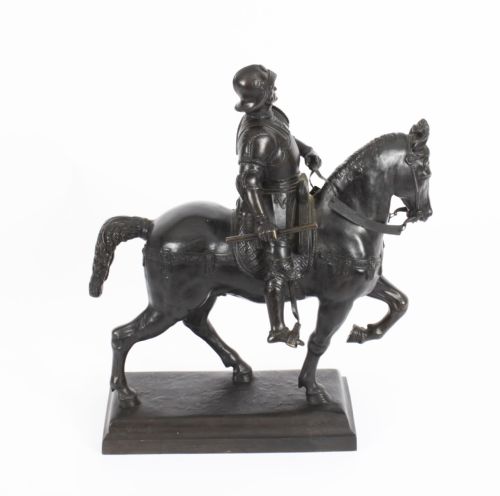 fig 2. Antique Patinated Bronze Equestrian Statue of Bartolomeo Colleoni 1860 19th C