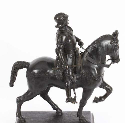 fig 3. Antique Patinated Bronze Equestrian Statue of Bartolomeo Colleoni 1860 19th C
