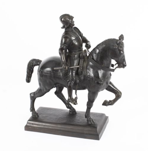 fig 5. Antique Patinated Bronze Equestrian Statue of Bartolomeo Colleoni 1860 19th C