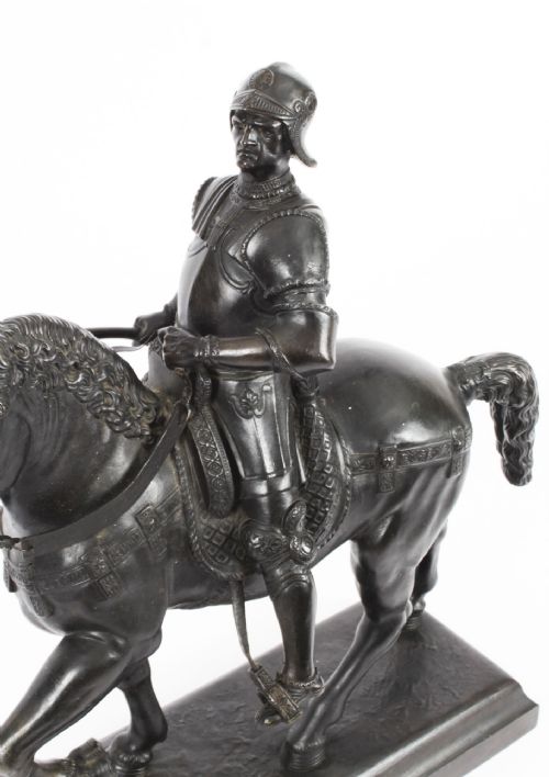 fig 6. Antique Patinated Bronze Equestrian Statue of Bartolomeo Colleoni 1860 19th C