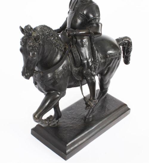 fig 7. Antique Patinated Bronze Equestrian Statue of Bartolomeo Colleoni 1860 19th C