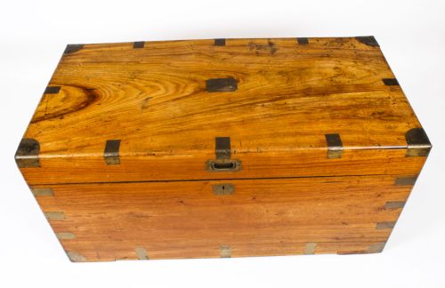 fig 2. Antique Military Camphorwood Trunk Coffer Coffee Table 19th C
