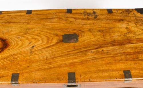 fig 3. Antique Military Camphorwood Trunk Coffer Coffee Table 19th C