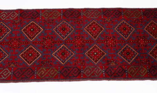 fig 1. Antique100% Wool Meshwani Afghan Runner 257 x 60cm Rug
