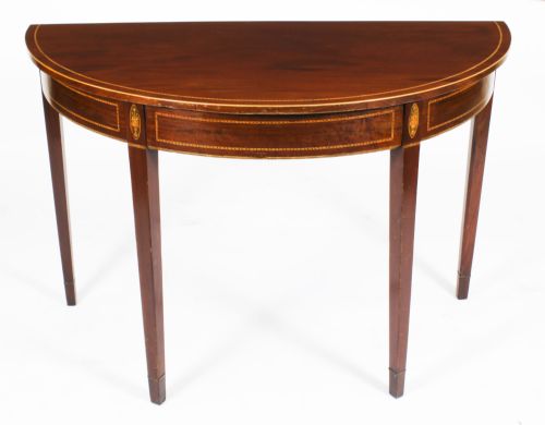 fig 1. Antique George III Demi Lune Console Side Hall Table 18th C