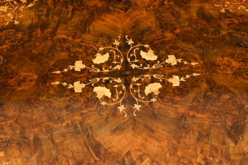 fig 3. Antique Burr Walnut Oval Coffee Table Circa 1860 19th Century