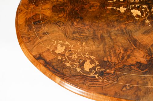 fig 4. Antique Burr Walnut Oval Coffee Table Circa 1860 19th Century