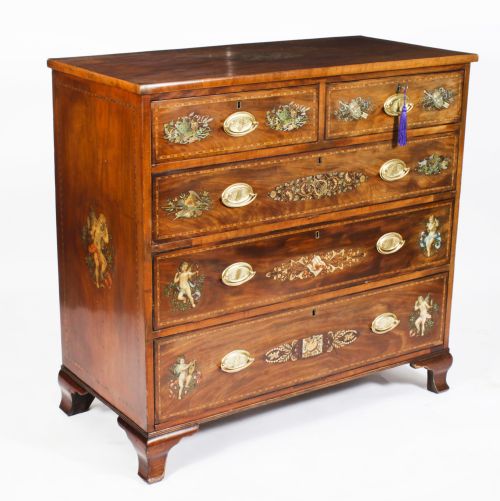 Antique George III Sheraton Painted Chest Drawers Late18th Century
