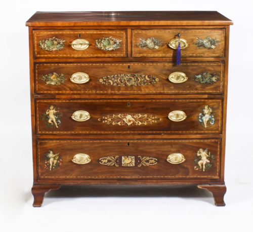 fig 1. Antique George III Sheraton Painted Chest Drawers Late18th Century
