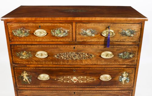 fig 6. Antique George III Sheraton Painted Chest Drawers Late18th Century
