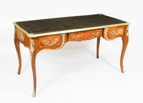 Antique Louis Revival King Wood & Ormolu Bureau Plat Desk Writing Table 19th C
