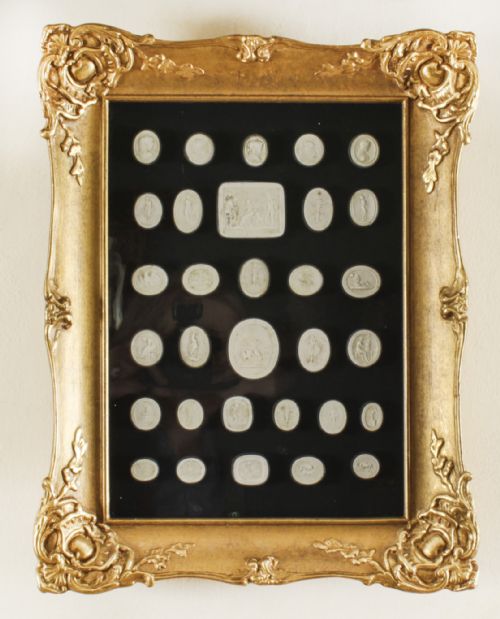 Antique Set Framed 32 Grand Tour Giovanni Liberotti Intaglios 19th C
