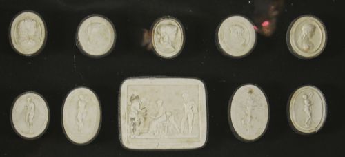 fig 2. Antique Set Framed 32 Grand Tour Giovanni Liberotti Intaglios 19th C
