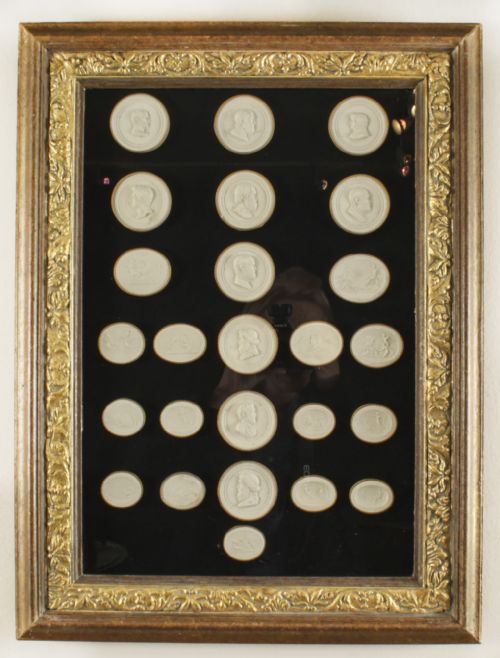 Antique Set of 25 Framed Grand Tour Giovanni Liberotti Intaglios 19th C
