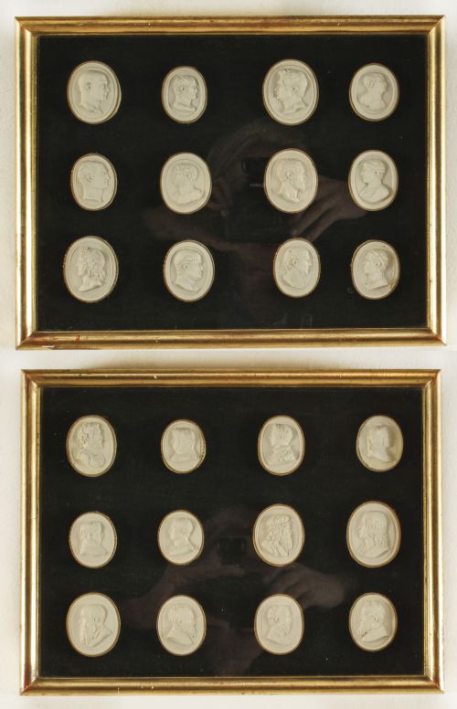 Antique Pair Box Framed Grand Tour Giovanni Liberotti Intaglios 19th C
