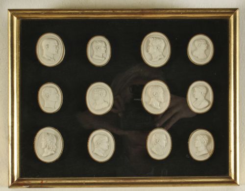 fig 1. Antique Pair Box Framed Grand Tour Giovanni Liberotti Intaglios 19th C