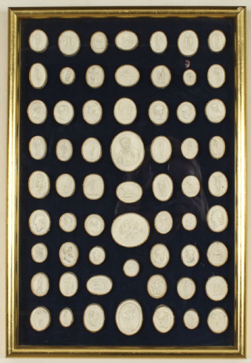 Antique Set of 63 Framed Grand Tour Giovanni Liberotti Intaglios 19th C
