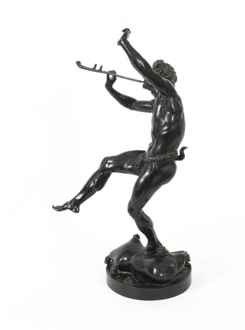 Antique Large 52cm Bronze of Pan Dancing Circa 1860 19th C
