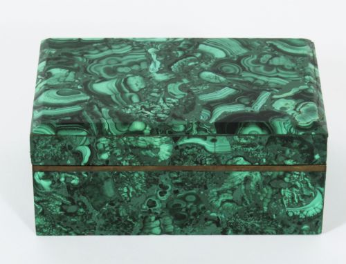 fig 1. Antique Russian Art Deco Malachite Lidded Casket 20th C