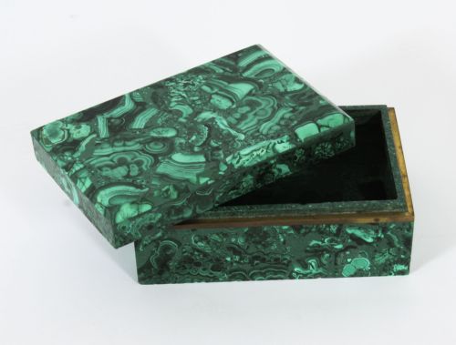 fig 2. Antique Russian Art Deco Malachite Lidded Casket 20th C
