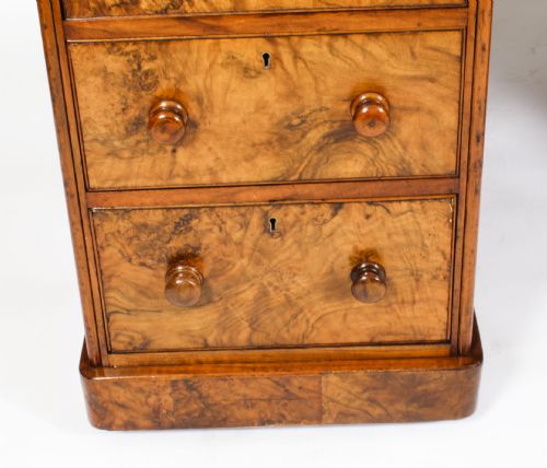 ANTIQUE VICTORIAN BURR WALNUT PARTNERS PEDESTAL DESK 19TH C - ADDITIONAL PHOTO 11