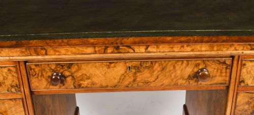 ANTIQUE VICTORIAN BURR WALNUT PARTNERS PEDESTAL DESK 19TH C - ADDITIONAL PHOTO 12