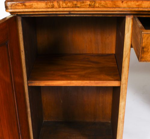 ANTIQUE VICTORIAN BURR WALNUT PARTNERS PEDESTAL DESK 19TH C - ADDITIONAL PHOTO 17
