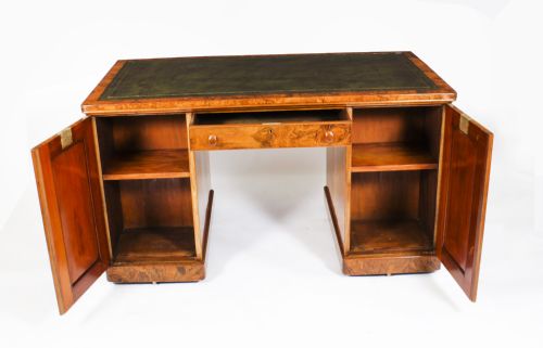ANTIQUE VICTORIAN BURR WALNUT PARTNERS PEDESTAL DESK 19TH C - ADDITIONAL PHOTO 22