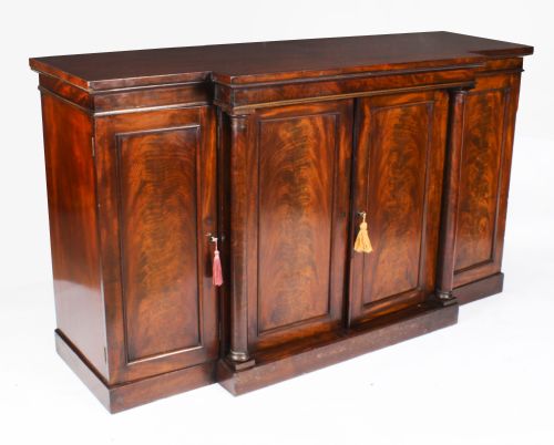 Antique English Regency Flame Mahogany Sideboard Early 19th Century

