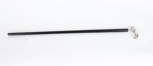 Antique Silver Ebonized Walking Cane Stick C1890 19th Century
