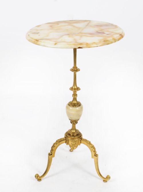 fig 1. Antique French Ormolu Onyx Topped Occasional Table 19th Century