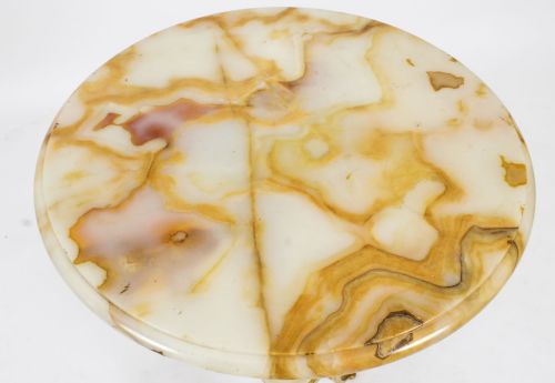 fig 2. Antique French Ormolu Onyx Topped Occasional Table 19th Century