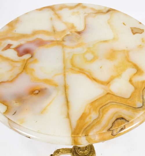 fig 3. Antique French Ormolu Onyx Topped Occasional Table 19th Century