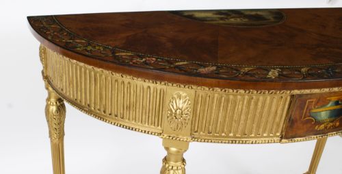 ANTIQUE SATINWOOD HAND PAINTED DEMILUNE CONSOLE TABLE 19TH CENTURY - ADDITIONAL PHOTO 8