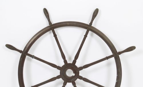 fig 1. Antique Phosphor Bronze World War 1 Submarine Wheel 20th C