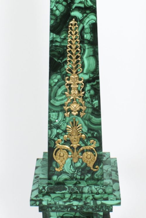 fig 5. Antique Pair Monumental 4ft Ormolu Mounted Malachite Obelisks C1920
