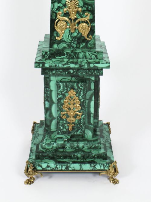 fig 6. Antique Pair Monumental 4ft Ormolu Mounted Malachite Obelisks C1920
