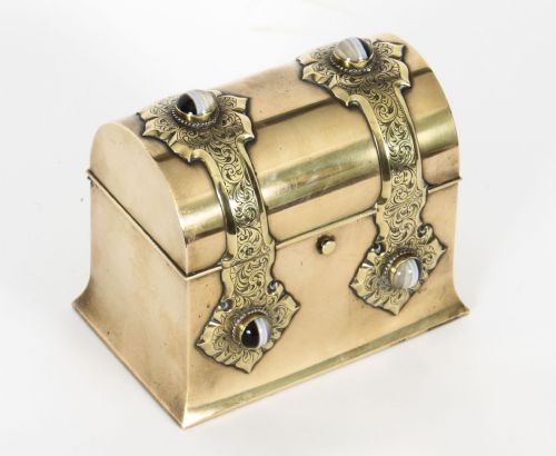 Antique Ormolu & Agate Mounted Casket by Asprey C1870 19th C
