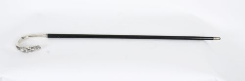 Antique French Art Noveau Silver Horse Ebonized Walking Cane Stick Late 19th C