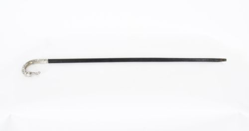Antique French Art Noveau Silver Elephant Walking Cane Stick 19th Century

