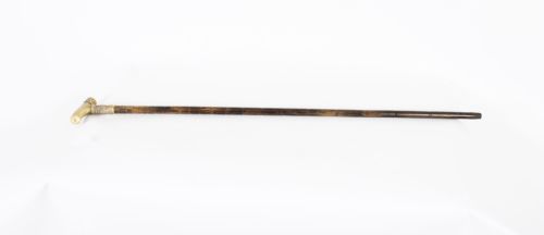 Antique French Gold & Horn Handled Walking Stick Cane 19th C
