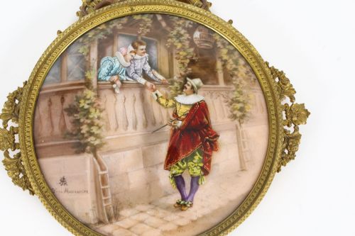 ANTIQUE FRENCH LIMOGES ORMOLU HANDMIRROR SIGNED JOSEPH MEISSONNIER 19TH C - ADDITIONAL PHOTO 3