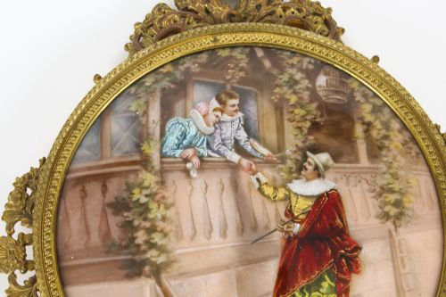 ANTIQUE FRENCH LIMOGES ORMOLU HANDMIRROR SIGNED JOSEPH MEISSONNIER 19TH C - ADDITIONAL PHOTO 4