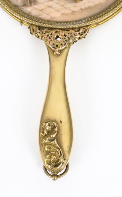 ANTIQUE FRENCH LIMOGES ORMOLU HANDMIRROR SIGNED JOSEPH MEISSONNIER 19TH C - ADDITIONAL PHOTO 9