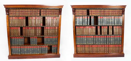 fig 1. Antique Pair Victorian Mahogany Open Bookcases 19th Century
