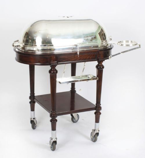 Antique Art Deco Silver Plated Beef Carving Trolley Beef Wagon C1920
