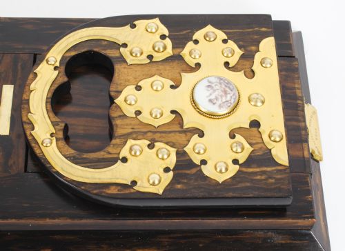 ANTIQUE ENGLISH COROMANDEL ORMOLU MOUNTED FOUR PIECE DESK SET MID 19TH C - ADDITIONAL PHOTO 3