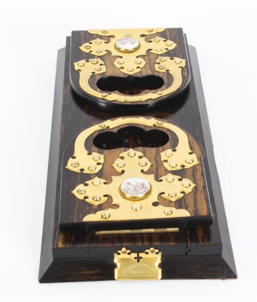 ANTIQUE ENGLISH COROMANDEL ORMOLU MOUNTED FOUR PIECE DESK SET MID 19TH C - ADDITIONAL PHOTO 4