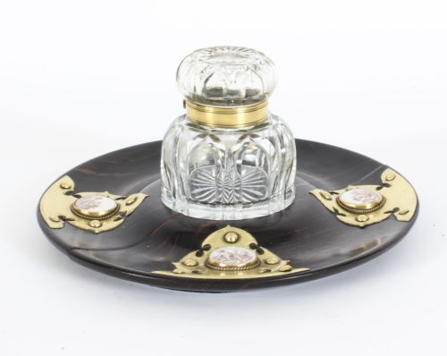 ANTIQUE ENGLISH COROMANDEL ORMOLU MOUNTED FOUR PIECE DESK SET MID 19TH C - ADDITIONAL PHOTO 17