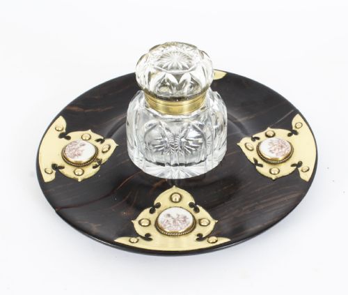 ANTIQUE ENGLISH COROMANDEL ORMOLU MOUNTED FOUR PIECE DESK SET MID 19TH C - ADDITIONAL PHOTO 18